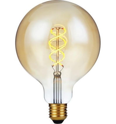 Ampoule LED E27 5W dimmable 3 niveaux - G125, Filament Flex, 2200K, verre doré