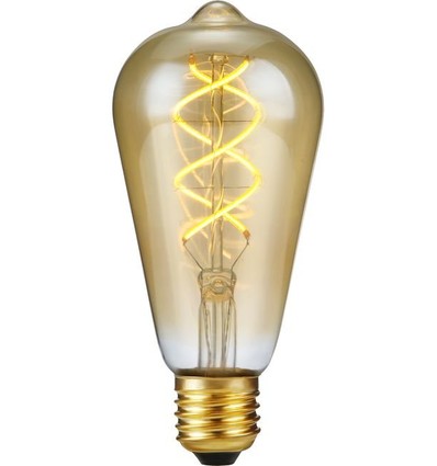 Ampoule LED E27 5W ST64 Rustika - Variable 3 étapes, Filament Flex, 2200K, Verre Doré