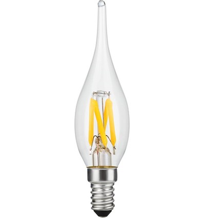 Ampoule flamme LED E10 1,5W filament - C23, 90lm, 2500K, verre clair