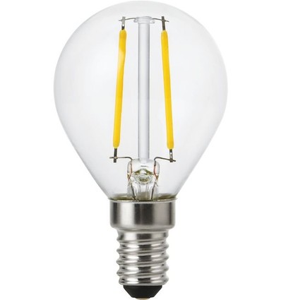 Ampoule LED E14 2W dimmable - G45, filament, verre clair, 2700K