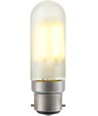 Ampoule LED tube BA22d 5W dimmable - 9,5cm, filament, verre dépoli, 2700K