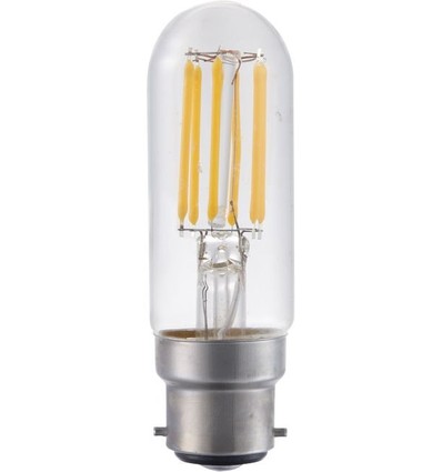 Ampoule LED filament tube B22d 5W dimmable - 9,5cm, 2700K, verre clair