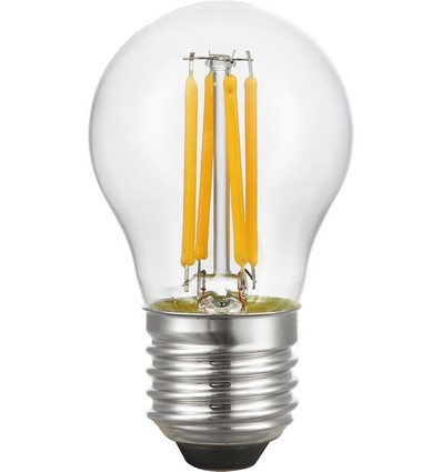 Ampoule sphérique filament E27 4W, 24V - G45, 310lm, 2500K, verre clair, AC/DC