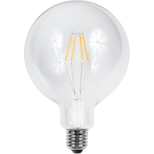 Ampoule LED globe E27 4,5W dimmable - G125, filament, 500lm, verre clair, 2700K