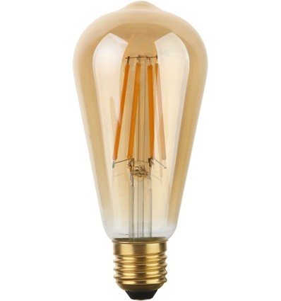Ampoule LED E27 8W Rustika dimmable - ST64, 640lm, 2200K, verre doré, filament