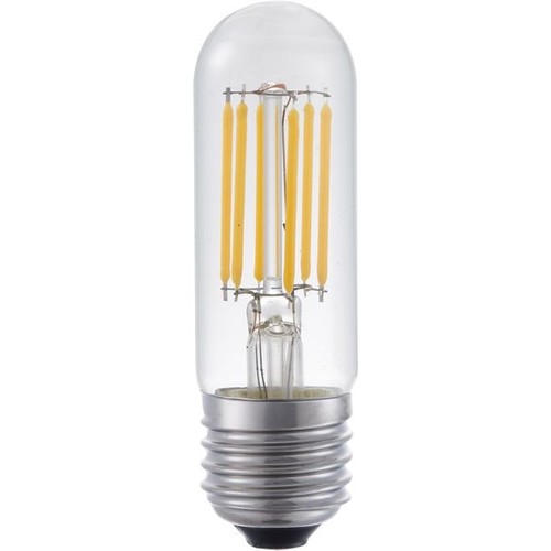 Ampoule LED tube E27 5W dimmable - 9,5cm, filament, verre clair, 2700K