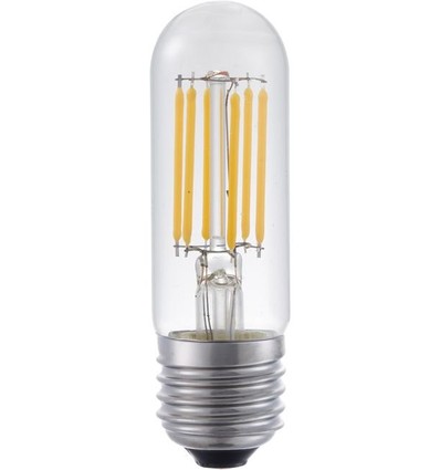 Ampoule LED tube E27 5W dimmable - 9,5cm, filament, verre clair, 2700K