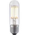 Ampoule LED tube E27 5W dimmable - 9,5cm, filament, verre clair, 2700K