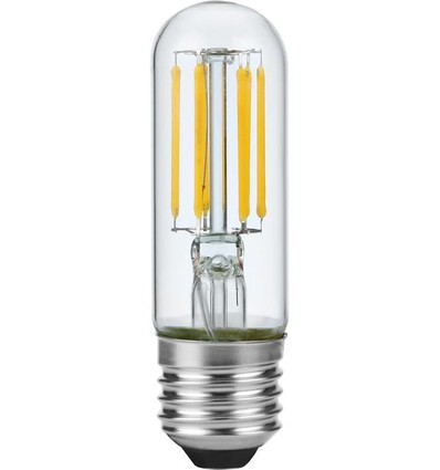 Ampoule LED tube E27 5W dimmable - 9,5cm, filament, 640lm, verre clair, 2700K