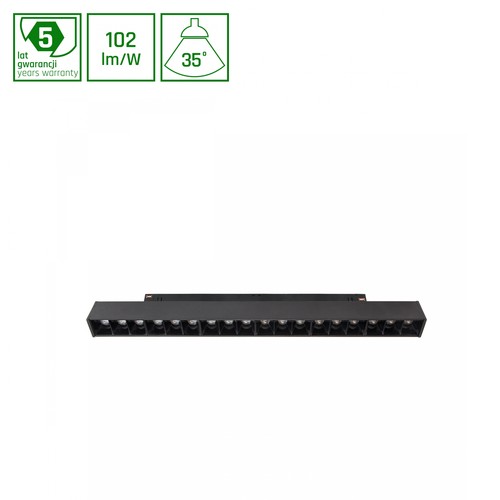 Spot sur rail System Shift 17W Grid M pour rail 2 phases - 40°, CCT, noir