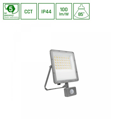 Projecteur NOCTIS MAX 30W avec capteur PIR - IP44, CCT, gris