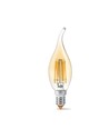 Ampoule LED E14 6W filament flamme C37, verre ambré, blanc très très chaud