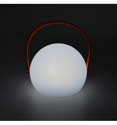 Lampe de table LED RGB rechargeable Ø13cm - Blanche, avec télécommande, IP54 extérieur