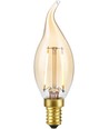 Ampoule LED flamme coup de vent E14 2,9W dimmable - C35, 250lm, 2200K, verre doré, filament