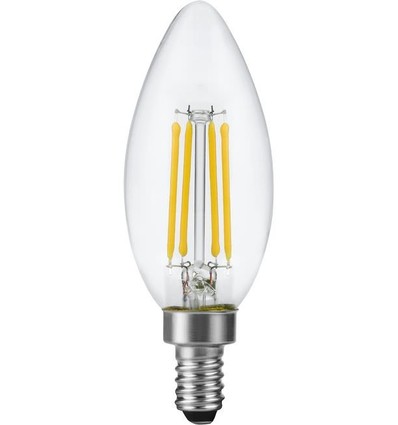 Ampoule LED flamme E12 4,4W dimmable - Filament, C35, 470lm, 2700K, verre clair