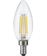 Ampoule LED flamme E12 4,4W dimmable - Filament, C35, 470lm, 2700K, verre clair