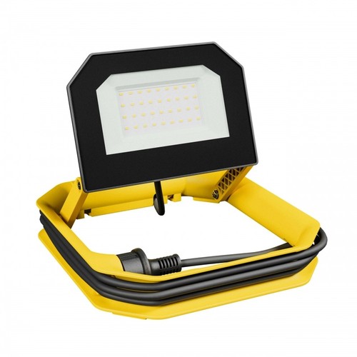 30W projecteur avec pied, enrouleur et crochet - Lampe de travail, câble de 3m, prise Schuko, IP65 extérieur