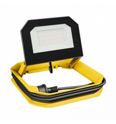 30W projecteur avec pied, enrouleur et crochet - Lampe de travail, câble de 3m, prise Schuko, IP65 extérieur