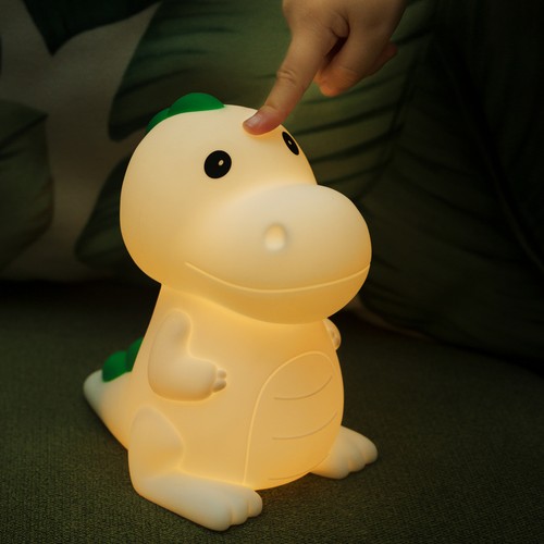 Veilleuse Dinosaure MOCHI en silicone souple - rechargeable, changement de couleur + blanc chaud