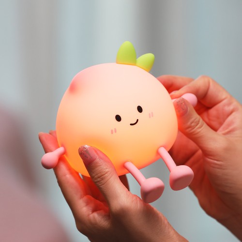 Veilleuse Pêche MOCHI en silicone souple - rechargeable, tactile dimmable