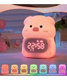 MOCHI Veilleuse grise avec horloge en silicone souple - rechargeable, changement de couleur + blanc chaud