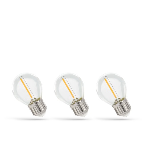 Ampoules LED E27 1W - 230V, filament, blanc chaud, clair, Spectrum, pack de 3
