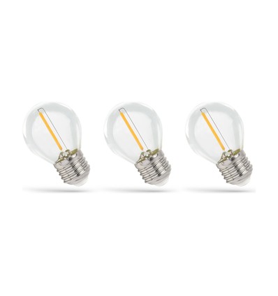 Ampoules LED E27 1W - 230V, filament, blanc chaud, clair, Spectrum, pack de 3