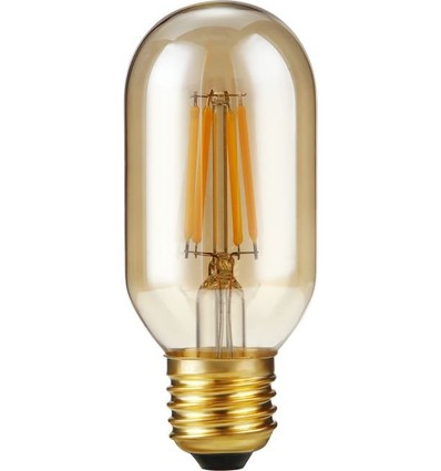 Ampoule LED tubulaire E27 4W dimmable - 10,6cm, 2300K, verre doré, filament