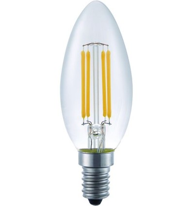 Ampoule LED flamme E14 4W dimmable - C35, filament, 350lm, 2200K, verre clair