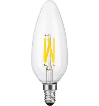 Ampoule LED filament E14 4W dimmable - Flamme C45, 2200K, 320lm, verre clair