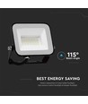 Projecteur LED Slimline 20W V-Tac - Puce Samsung, boîtier noir, IP65 extérieur