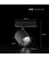 Projecteur sur rail triphasé 36W - Puce CREE, noir, 6400K, garantie 6 ans