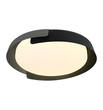 Plafonnier LED 48W avec télécommande - CCT 3-en-1, dimmable, Ø50cm, design noir/gris