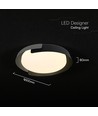 Plafonnier LED 48W avec télécommande - CCT 3-en-1, dimmable, Ø50cm, design noir/gris