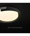 Plafonnier LED 48W avec télécommande - CCT 3-en-1, dimmable, Ø50cm, design noir/gris