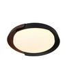 Plafonnier LED décoratif 48W avec télécommande - Ø50cm, dimmable, CCT 3-en-1, noir et aspect bois