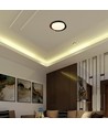 Plafonnier LED décoratif 48W avec télécommande - Ø50cm, dimmable, CCT 3-en-1, noir et aspect bois