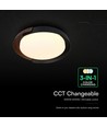 Plafonnier LED décoratif 48W avec télécommande - Ø50cm, dimmable, CCT 3-en-1, noir et aspect bois
