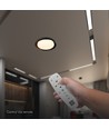 Plafonnier LED décoratif 48W avec télécommande - Ø50cm, dimmable, CCT 3-en-1, noir et aspect bois