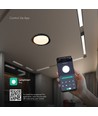 Plafonnier LED décoratif 48W avec télécommande - Ø50cm, dimmable, CCT 3-en-1, noir et aspect bois