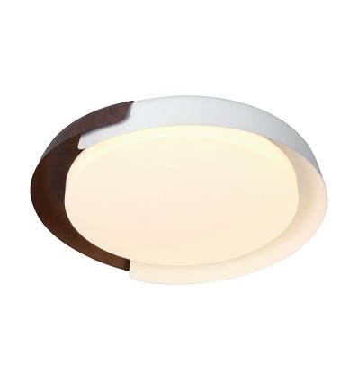 Plafonnier LED 48W avec télécommande - Ø50cm, CCT 3-en-1, dimmable, blanc et aspect bois