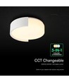 Plafonnier LED design 48W - Ø45cm, CCT 3-en-1, dimmable, blanc, avec télécommande