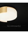 Plafonnier LED design 48W - Ø45cm, CCT 3-en-1, dimmable, or, avec télécommande