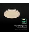 Plafonnier design V-Tac 30W/60W/30W - CCT, dimmable, bordure marron, avec télécommande