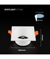 Spot encastrable GU10 V-Tac - Carré, blanc, Deep Anti Glare, sans source lumineuse