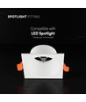 Spot encastrable GU10 V-Tac - Carré, blanc, Deep Anti Glare, sans source lumineuse