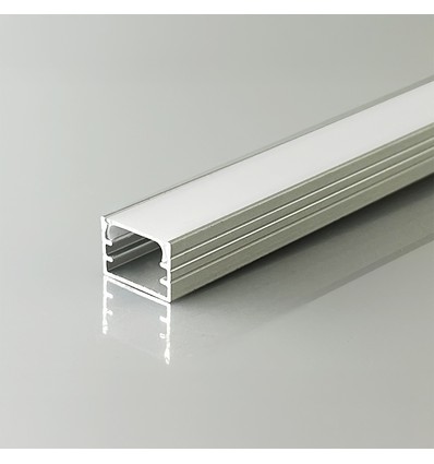 Profilé aluminium 2m - Argent, avec diffuseur givré, pour montage en saillie