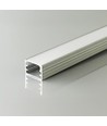 Profilé aluminium 2m - Argent, avec diffuseur givré, pour montage en saillie