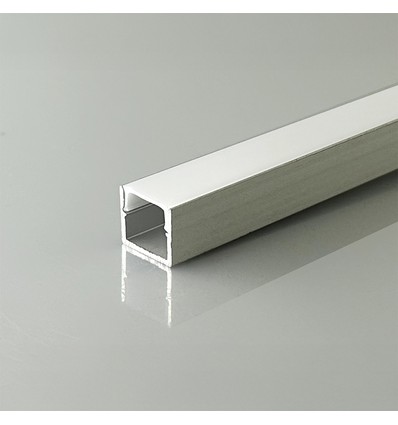 Profilé alu 2m pour rubans LED - Montage en saillie, argent, avec diffuseur, 12x10mm
