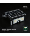Projecteur solaire LED 7W avec détecteur PIR - 3.7V, boîtier noir, CCT 3-en-1